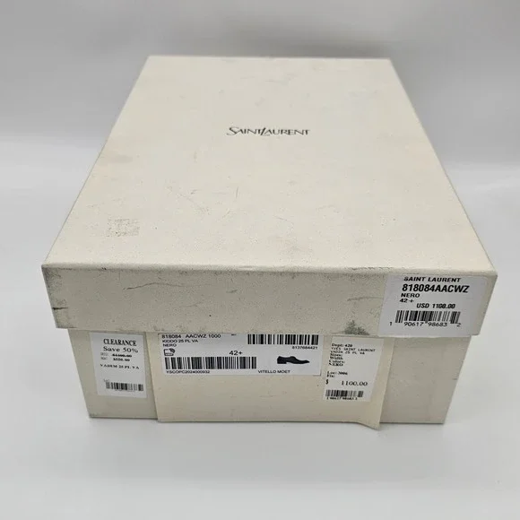 Saint Laurent Mens Vadim Derby Shoes Square Toe Polished Leather Nero Black 9.5 - Picture 6 of 7